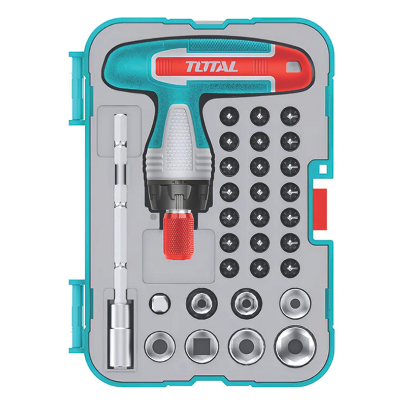 پیچ گوشتی و سری پیچ گوشتی و بکس توتال مدل TACSD-30316 مجموعه 31 عددی