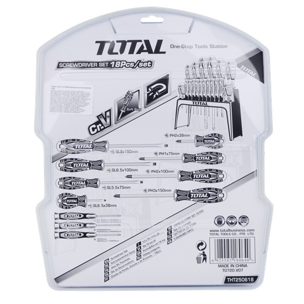 پیچ گوشتی توتال مدل THT-250618 مجموعه 18 عددی