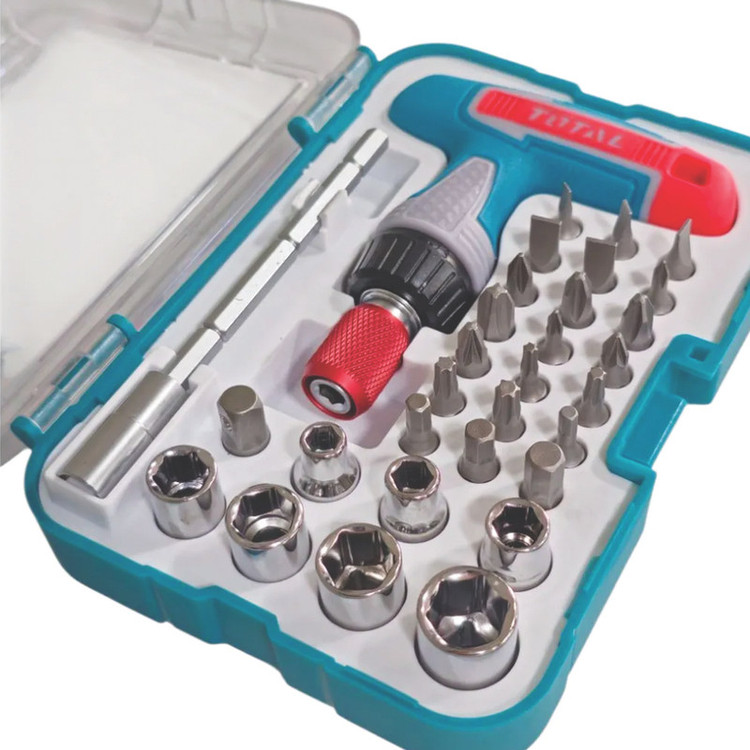 پیچ گوشتی و سری پیچ گوشتی و بکس توتال مدل TACSD-30316 مجموعه 31 عددی