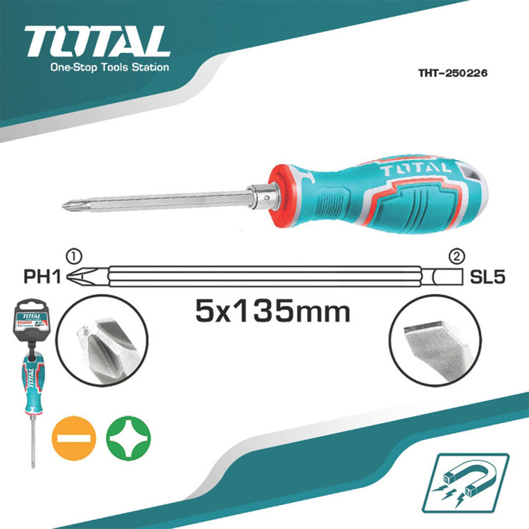 پیچ گوشتی یک سر چهارسو یک سر دو توتال مدل THT-250226 سایز 250 میلی متر