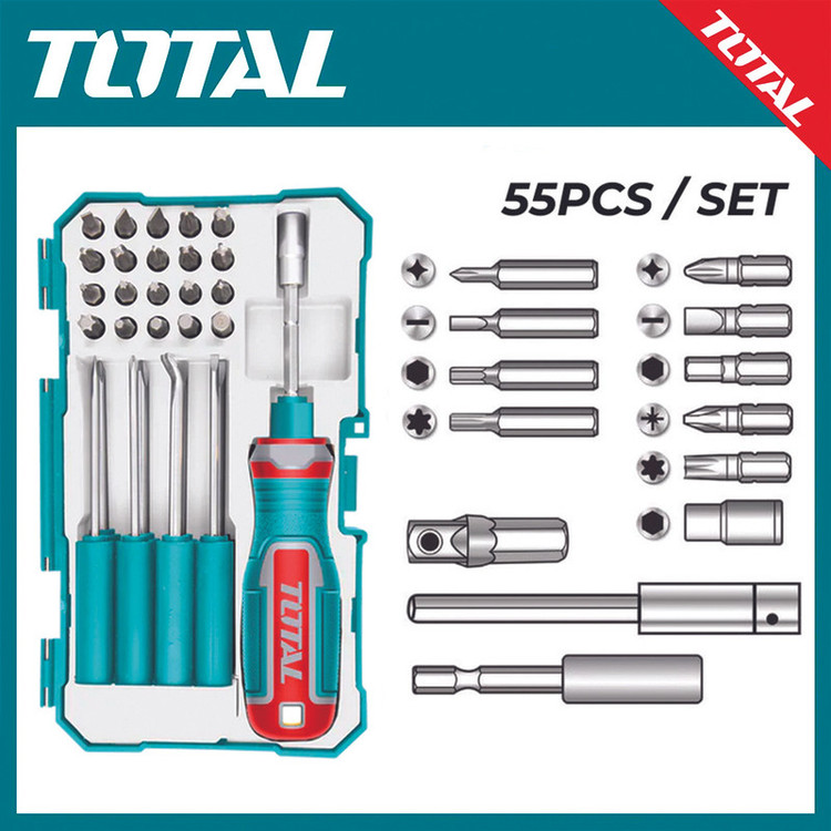 پیچ گوشتی و سر پیچ گوشتی توتال مدل TACSD30306 مجموعه 30 عددی