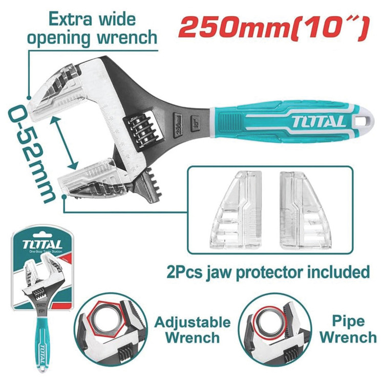 آچار فرانسه توتال مدل THT10210G سایز 10 اینچ