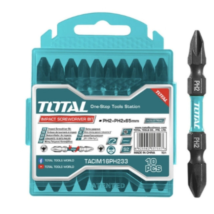 سری پیچ گوشتی دو سر چهار سو توتال مدل TACIM16PH233 بسته 10 عددی