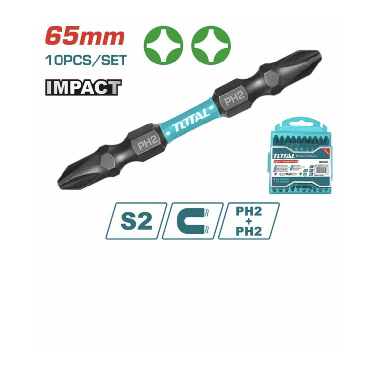 سری پیچ گوشتی دو سر چهار سو توتال مدل TACIM16PH233 بسته 10 عددی
